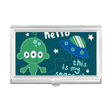 Imagem de Estojo para cartão de visita alienígena Hello Alien Universe and Alien