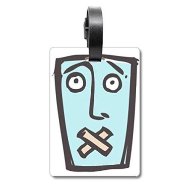 Imagem de Shut Up Abstract Face Sketch Happy Suitcase Bag Etiqueta Bagagem Cartão Scutcheon Etiqueta