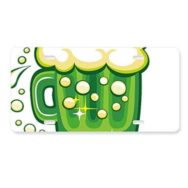 Imagem de DIYthinker Trevo de quatro folhas, cerveja, Irlanda, Dia de São Patrício, placa de carro decoração de aço inoxidável