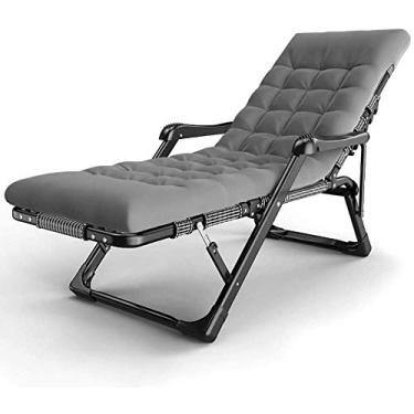 Imagem de Espreguiçadeiras reclináveis dobrável, acolchoado, tamanho grande, cadeira de gravidade zero para pátio, jardim, praia, piscina com almofadas, suporte de 200 kg (cor: preto)-D Atualização