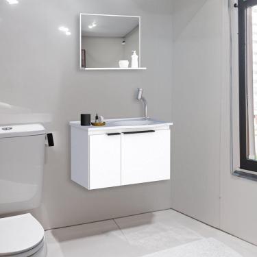 Imagem de Gabinete para Banheiro com Espelho e Lavatório Branco