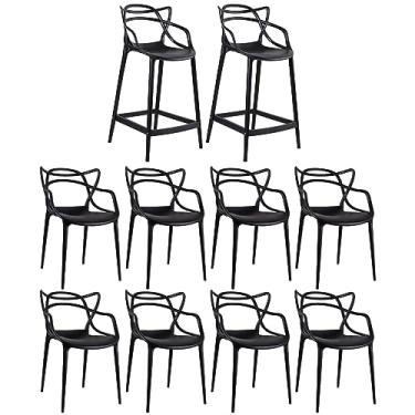 Imagem de Loft7, Kit 8 cadeiras + 2 banquetas médias Masters Allegra