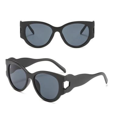 Imagem de Óculos de sol feminino grande quadro gato olho óculos feminino senhora rave festiva, preto, um tamanho