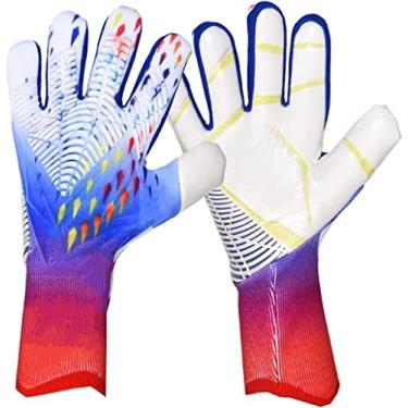 Imagem de Luvas de goleiro, luvas de goleiro de futebol de látex, oferecem excelente proteção com benefícios resistentes à abrasão, antiderrapantes e de proteção de pulso, luvas de goleiro de aderência forte