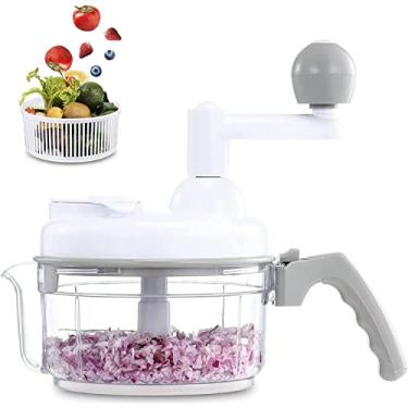Imagem de Geedel Cortador de alimentos manuais, cortador rápido de vegetais, processador manual de alimentos, fácil de limpar, picador de alimentos, picador de cebola rotativo para alho, salada, molho, nozes, carne, frutas, gelo, etc
