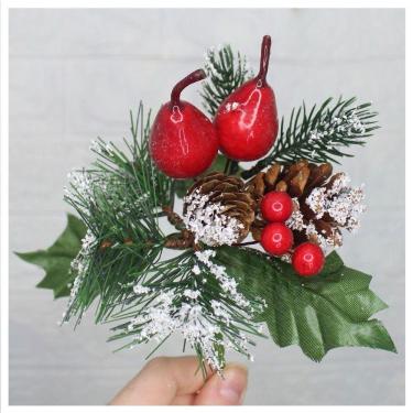 Imagem de Kit 8 Ramos Pera Decoração Natal Artificial Com Detalhes Branco 17cm