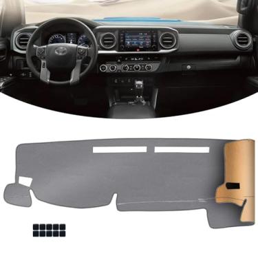 Imagem de KEYOOG Tapete de painel de painel adequado para para-yota Tacoma 2023-2016 (sem modelos HUD), tapete antirreflexo, protetor de proteção solar antiderrapante (cinza)