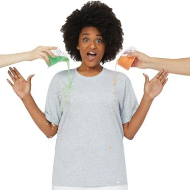 Imagem de PATPAT Go Neat 2 camisetas brancas manga curta gola redonda repelente de água camisetas para homens e mulheres, Cinza feminino_Pacote com 2, M