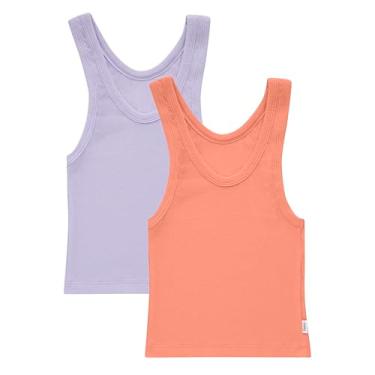 Imagem de Hanes Regata feminina original canelada pacote com 2, camiseta cropped de algodão elástico Comfywear, Cameo Stone Pink/Vega Violet, XGG