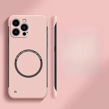 Imagem de Capa de telefone magnética rígida sem moldura para iPhone 15 14 13 12 11 Pro Max Plus Ultra Thin Cover, rosa, para iPhone 3GS