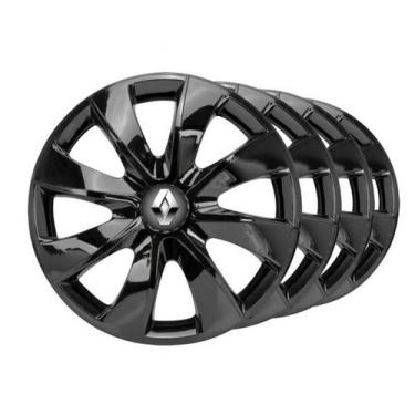 Imagem de Kit Calota Prime Aro 14 Preta Para Sandero e Logan - Elitte Motors