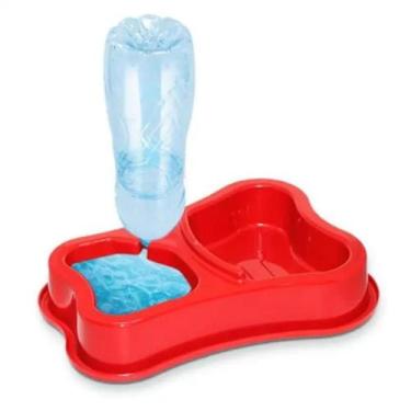 Imagem de Comedouro Anti Formiga Pet Injet com Suporte para Garrafa Pet Vermelho