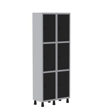 Imagem de Roupeiro Aço Light 2v 06 Portas Gr302/6 Cinza/Preto