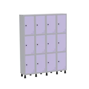 Imagem de Roupeiro Aço Light 4v 12 Portas Gr304/12 Cinza/Lilás