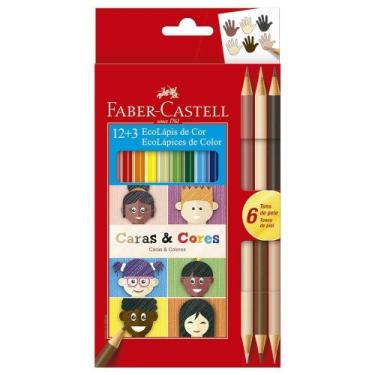Imagem de Lápis de Cor Sextavado Caras e Cores Estojo 12 - 3 Cores - Faber Caste