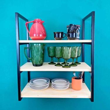 Imagem de Prateleira Decorativa de Parede de Ferro e Madeira Industrial Style Sl