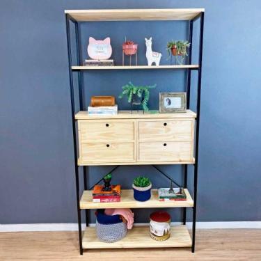 Imagem de Estante Style de Ferro e Madeira Ample 6 Prateleiras com 2 Gaveteiros 