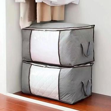 Imagem de Caixa Saco Organizador De Guarda Roupa Closet Multiuso Saco Com Zíper 
