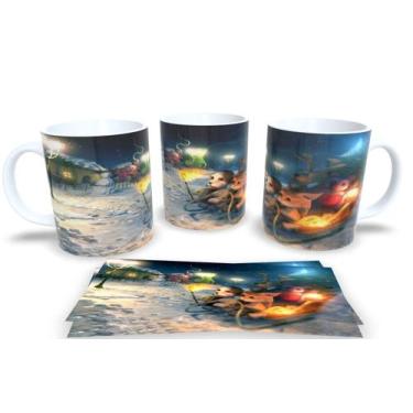 Imagem de Canecas de Porcelana Personalizadas Natal Animal - Estampa Sublimada, 