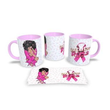 Imagem de Canecas Rosa de Porcelana Personalizadas Outubro Azul - Estampa Sublim