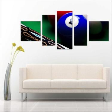 Imagem de Quadro Decorativo Sinuca Bilhar Salas De Jogos Mosaico 5 Peças TT5 - V