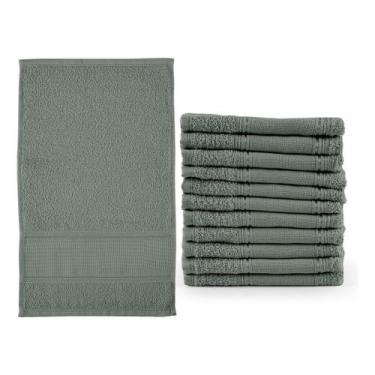 Imagem de Kit 12 Toalhas Para Lavabo Social 10% Algodão - Riffo Store, Verde-esc