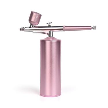 Imagem de KADS Pistola de pulverização de unhas para aerógrafo sem fio com compressor de ar, kit de pistola de aerógrafo portátil sem fio, conjunto de aerógrafo portátil recarregável (rosa)