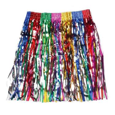 Imagem de Saia Metalizada Franja Metálica Fantasia Carnaval Bloquinho - Evolutio