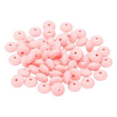 Imagem de PATIKIL Contas de silicone de 12 mm, 60 peças de contas de silicone a granel abaco espaçador contas de lentilha focal bonito para canetas, chaveiro, pulseiras, colar, rosa