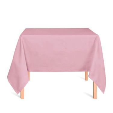 Imagem de Toalha de Mesa Quadrada em Tecido Jacquard Rosa Bebê Liso Tradicional 