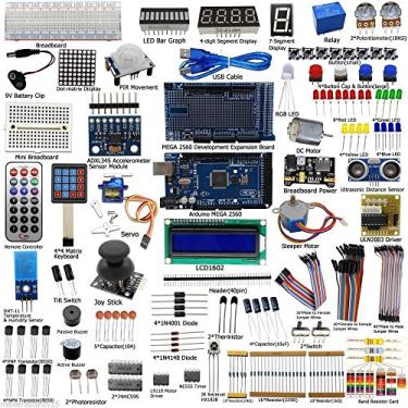 Imagem de Ardest Kit Inicial Completo de Projetos Eletrônicos Ultimate Stem para Arduino com Mega2560, Lcd1602, Servo, Motor de Passo, Sensores, Placa de Ensaio, Fio de Jumper, Resistor, Capacitor, Transistor E