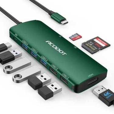 Imagem de Acodot Hub Usb C, 9 Em 1 Usb C para 4K @ 60Hz Adaptador Multiporta Hdmi, 3 Portas Usb 3.0, Leitor de Cartão Sd/Tf, 100W Pd, Adaptador Multiporta Usb C Hub Desigend para Macbook Pro Air Hp Xps Etc, Ver