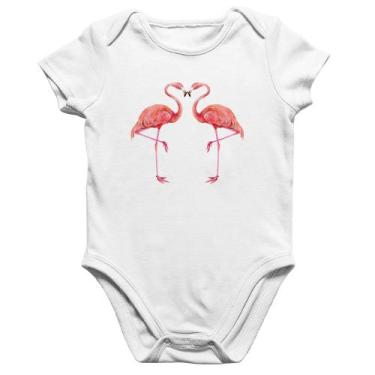 Imagem de Body Bebê Algodão Flamingos coração - Foca na Moda, Branco, G