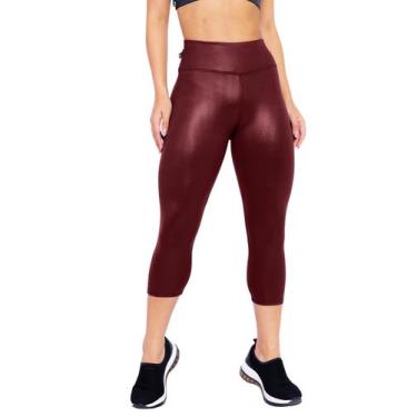 Imagem de Calça Corsario Cirrê Brilho Molhado material sintético Cós Alto Confor