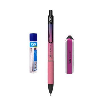 Imagem de Kit Lapiseira Move 0.7 Rosa/Roxo+Grafite+Borracha Lápis Rosa - CIS