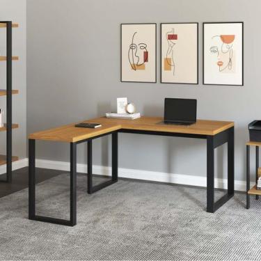 Imagem de Mesa Escrivaninha de Canto 135x157 Cm Office Industrial 100% MDF Freij