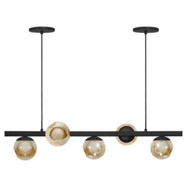 Imagem de Pendente Luminalux Madrid 5 Globos 120mm Moon Trilho Moderno, Preto Gl
