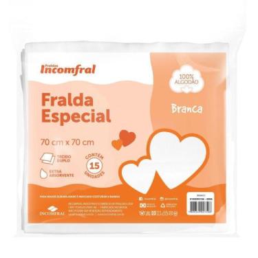 Imagem de Fralda Bebe Especial Incomfral Branca Pano Enxoval Macia 15