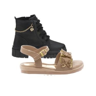 Imagem de Sandalia Menina e Bota Infantil - KIT 2 PARES Tam 23 ao 34 - sapatinho