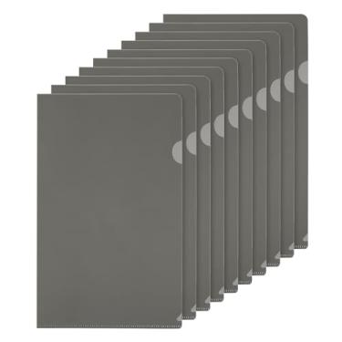 Imagem de PATIKIL Pastas tipo L Pacote com 50 bolsos de plástico A4 para projetos de arquivos de papel transparente para escritório, cinza