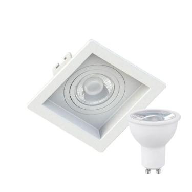 Imagem de Spot Embutir Mr16 Quadrado Recuado Branco + Lâmpada Dicroica 4,8w 6500
