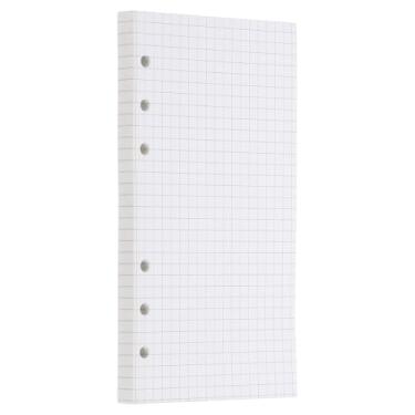 Imagem de PATIKIL Refil de papel quadriculado com 6 anéis para fichário de folhas soltas, inserções de planejador de papel, 80 folhas/160 páginas, forrado