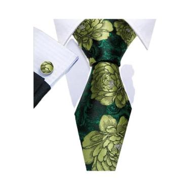Imagem de Conjunto de Gravata e Abutões Masculinos - Verde Menta, Cerceta, Oliva