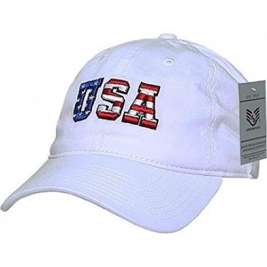 Imagem de Boné Rapiddominance A03-USA5-WHT gráfico relaxado, letras da bandeira dos EUA, branco, branco