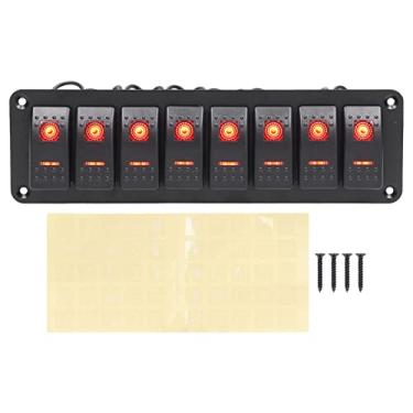 Imagem de 8 Gang Rocker Switch Panel, Used As Headlamp Switch, LED Backlit On Off Switch Waterproof Overload Protection Pre Wire for Car RV Bus Marine Boat (Red)