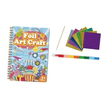 Imagem de Fancyes Kid Foil Art Craft Activity Kit Colorir Livro de Arte Suprimentos Artesanais Brinquedo de Desenho Colorido Feito à Mão Livro de Adesivos de Arte, B