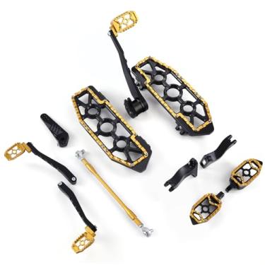 Imagem de Para Harley Touring Floorboards MX Footboards com alavanca de câmbio de braço de freio de engrenagem 2014-2024 (preto + amarelo)