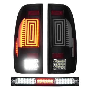 Imagem de Conjunto de luzes traseiras LED + 3º terço lâmpada de carga de freio compatível com Ford F150 1997-2003, para lanternas traseiras F150 Heritage 2004, luz de parada de montagem alta traseira, lente