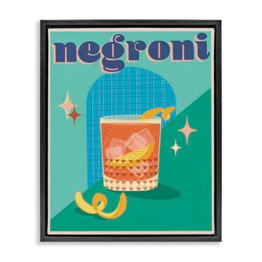 Imagem de Stupell Industries Design clássico retrô de arte de parede em tela flutuante Negroni por Jo Reid, moldura flutuante preta, 63 x 78 cm