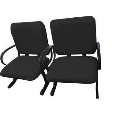 Imagem de 02 Cadeiras para Escritório para Obesos até 250kg Preto - Design Offic